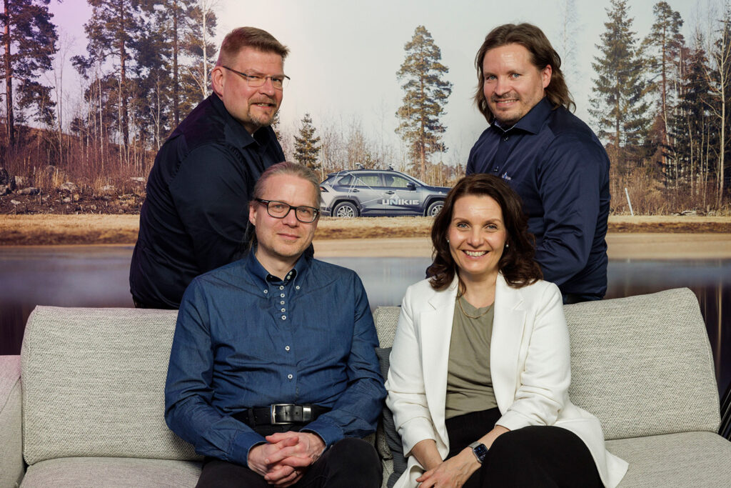 Tero Haataja and Tommi Kinnunen on the back, Pekka Martikainen and Elina Mansner in the front