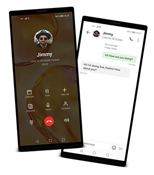 Two screenshots of mobile phones using Unikie Voice