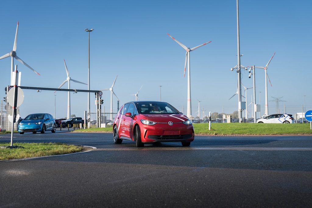 Automated Volkswagen vehicles in Emden seaport