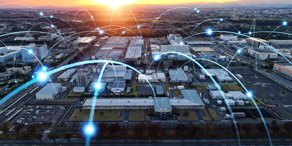 Aerial view on an industrial site
